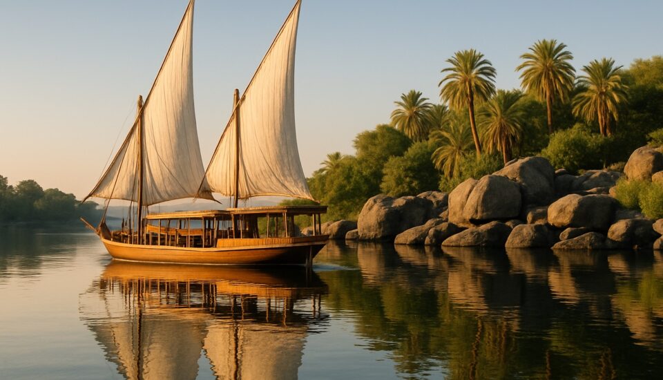 Traditionelle Dahabeya mit Segeln auf dem Nil bei Assuan (Symbolbild)