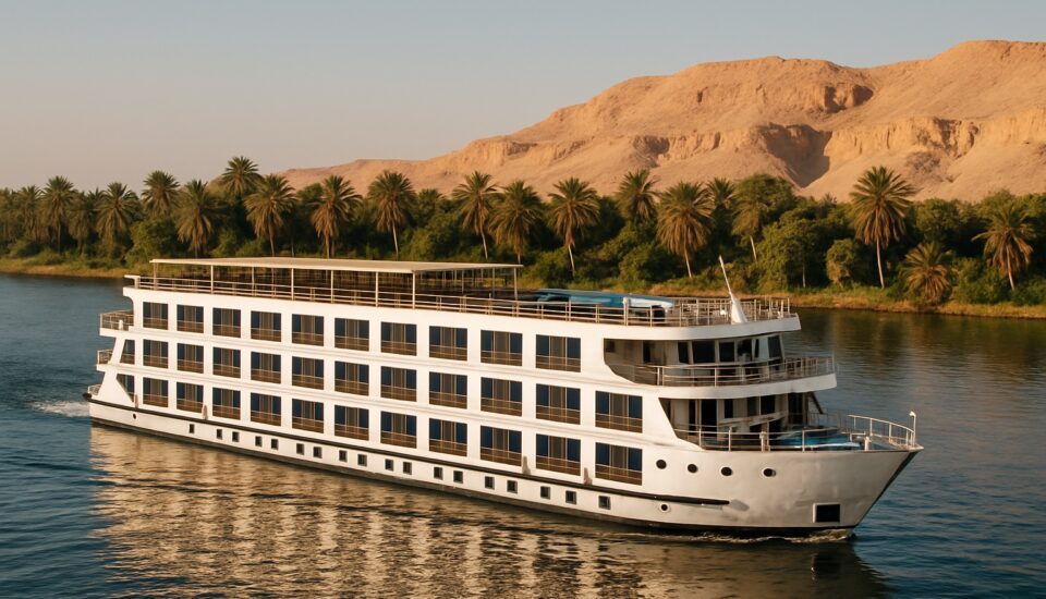 Modernes Nilkreuzfahrtschiff auf dem Nil in Aegypten (Symbolbild)
